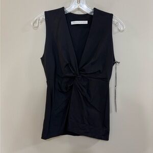 NWT Susana Monaco Black Sleeveless Twist Front V-Neck Blouse. Size M
